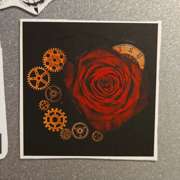 Steampunk Love Withstands the Sands of Time Rose Magnet Custom Handmade Set of 3 - Picture 3 of 6